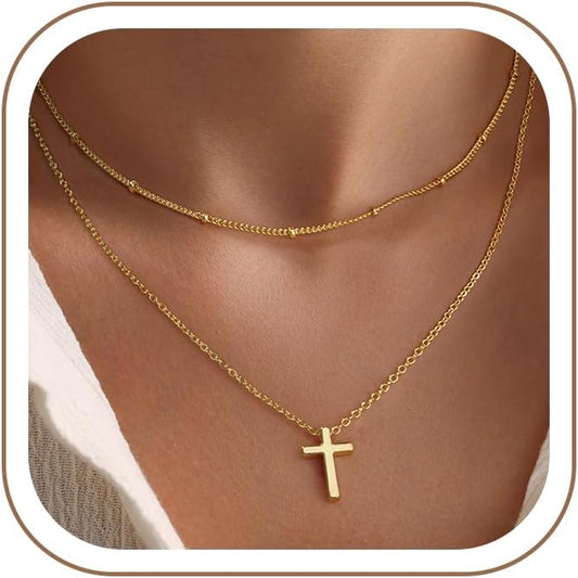 Turandoss Collar de Cruz de Oro para Mujeres - Delicado Collar de C...
