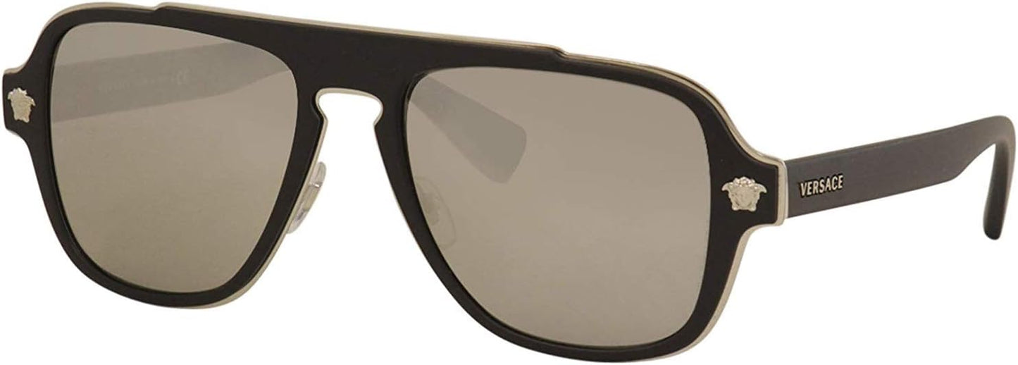 Versace - Gafas de sol para hombre, marco negro, lentes grises oscu...