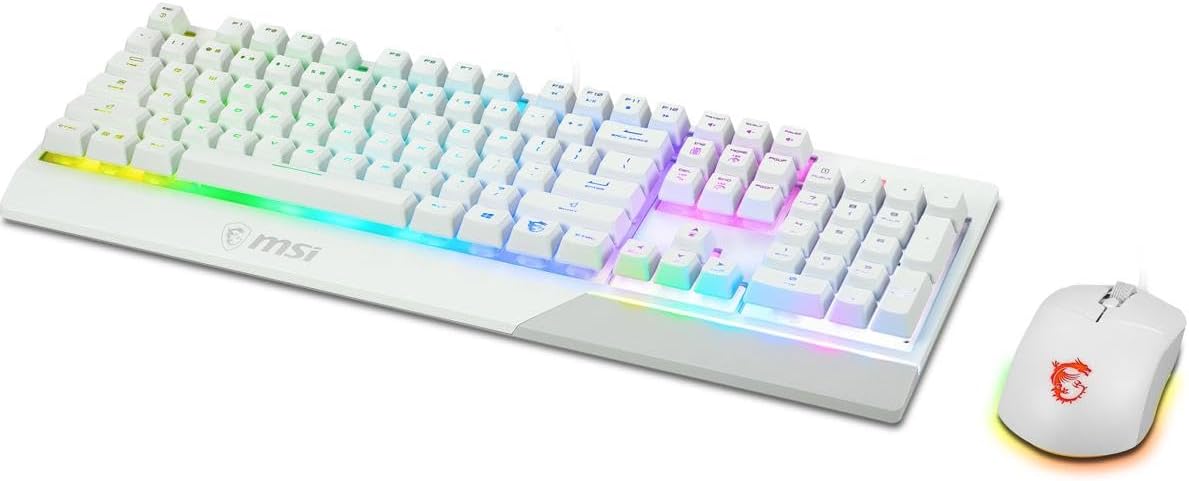 MSI Vigor GK30 Combo Blanco, Teclado para Juegos GK30 RGB de 6 Zona...