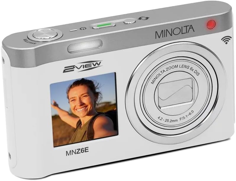 Minolta MNZ6E 2VIEW 64MP 6X Cámara WiFi con zoom óptico, 4K UHD, pa...