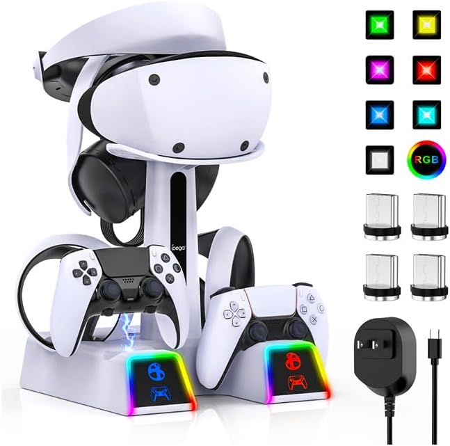 Estación de carga RGB para PSVR 2\/PS5 Edge\/PS5 Controller | Sopor...