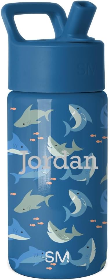 Simple Modern Botella de agua personalizada para niños, 14 onzas, t...