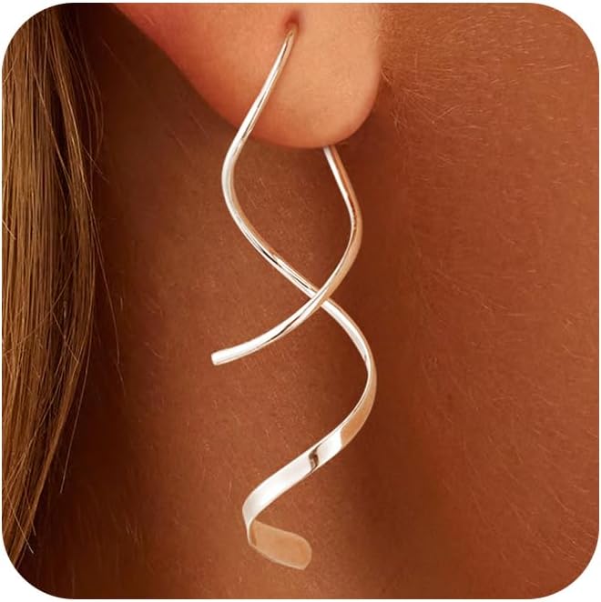 Bvuem Aretes Colgantes Chapados en Oro de 14K\/Plata de Ley, Joyerí...