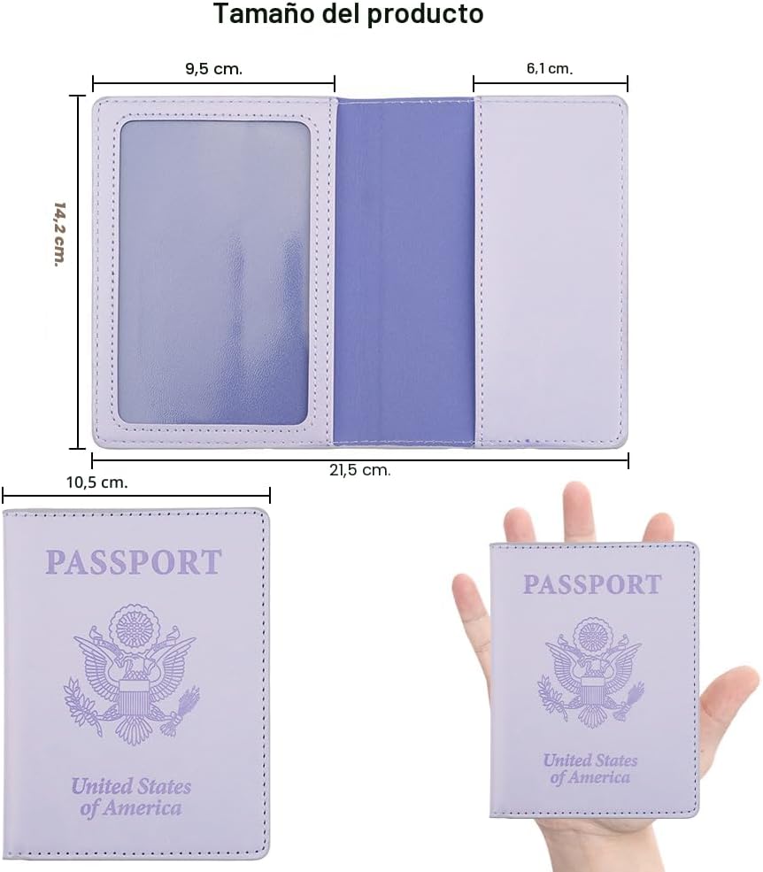 Funda de cuero para pasaporte - Cartera de pasaporte de viaje para...