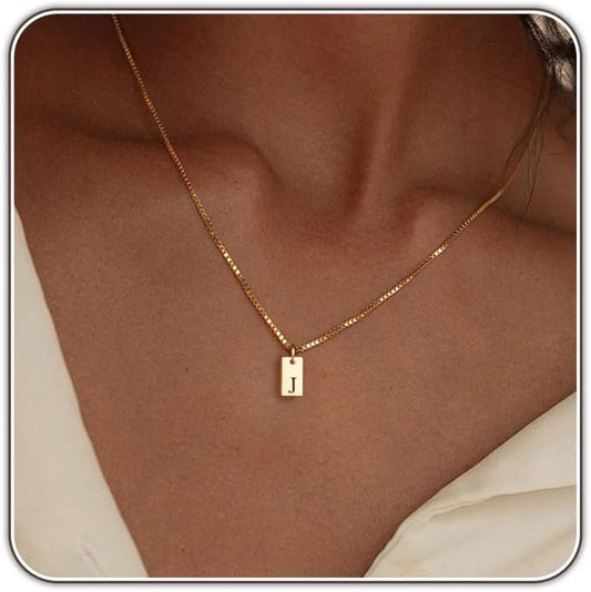 Collares con letra inicial para mujer, chapados en oro de 14 quilat...