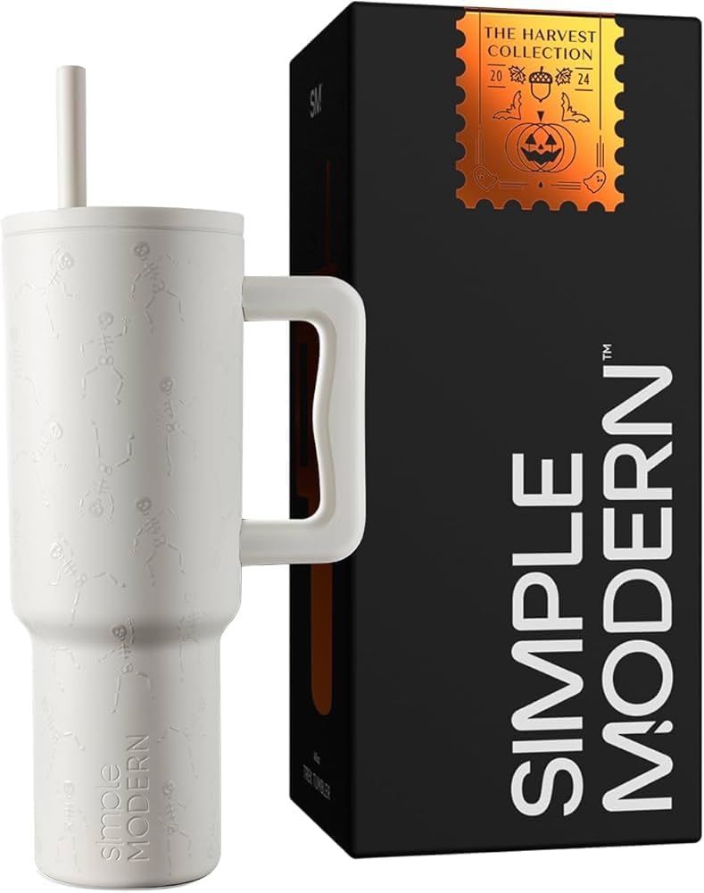 Simple Modern Tumbler with Handle and Straw | 40oz | Striped | Trek...