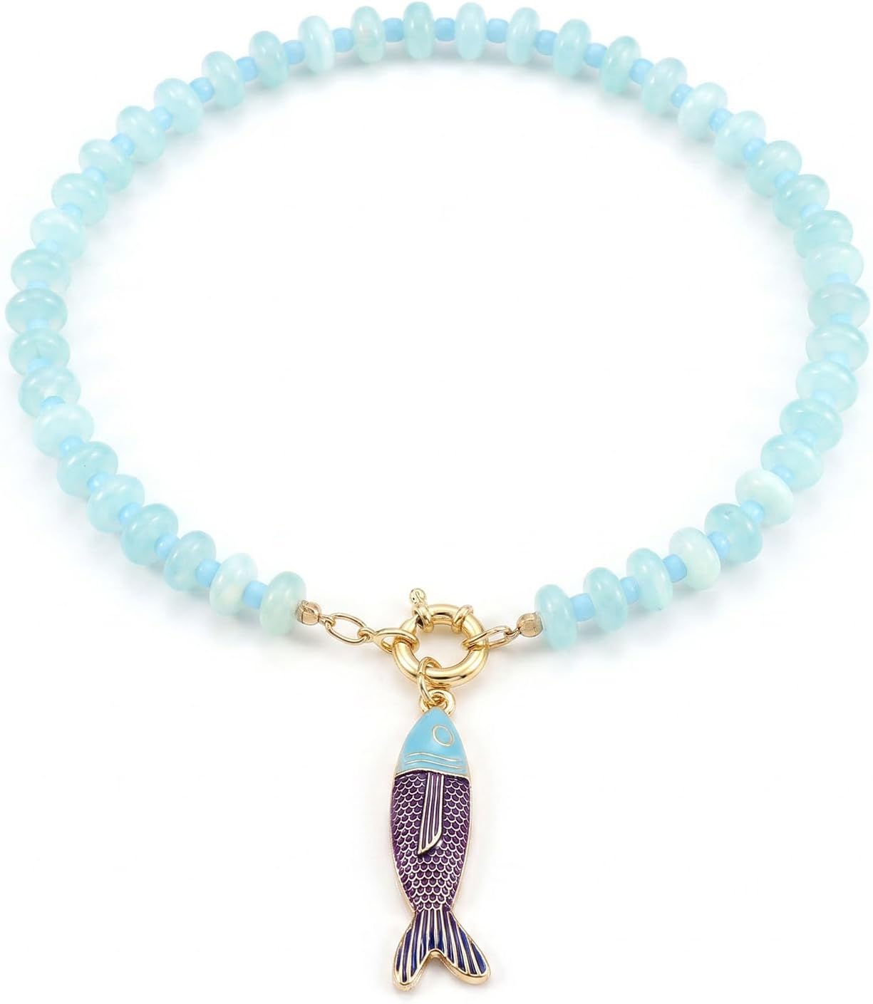 GLRITY Collares bohemios de peces con cuentas para mujer, collar de...
