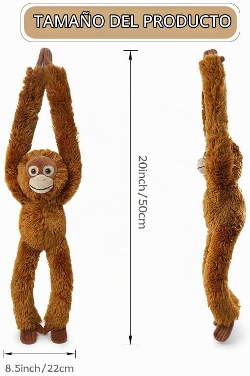 Hideekoog Juguete de orangutanes de peluche colgante, ganchos y ani...