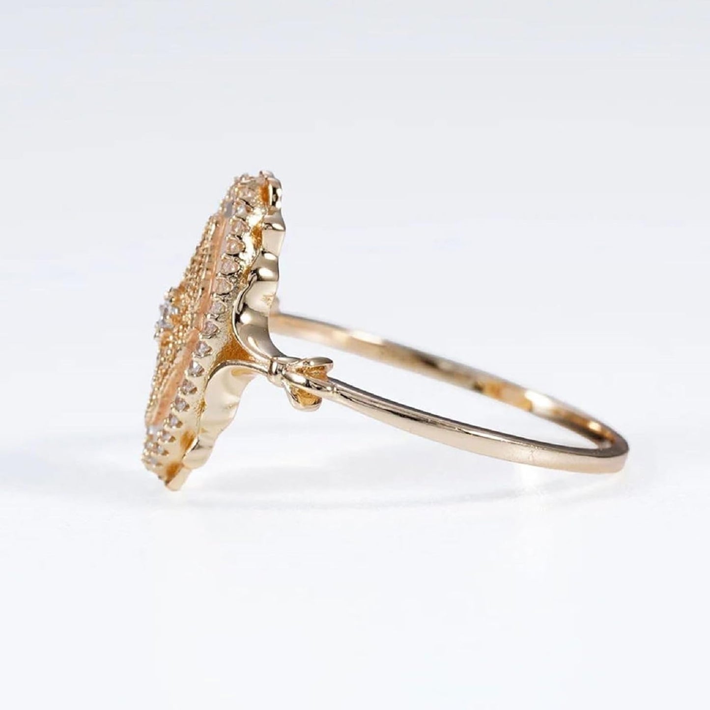 JASXEYO Anillo de encaje de onda simple para mujer, anillo de estil...