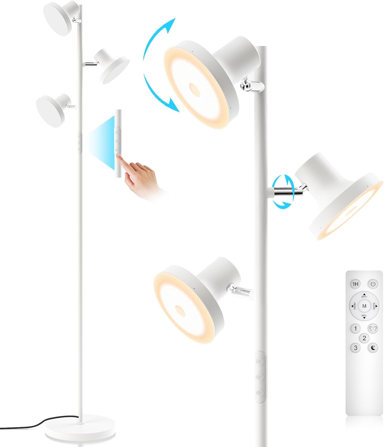 SIBRILLE Lámpara de pie LED de árbol de 36W, lámpara de pie ajustab...