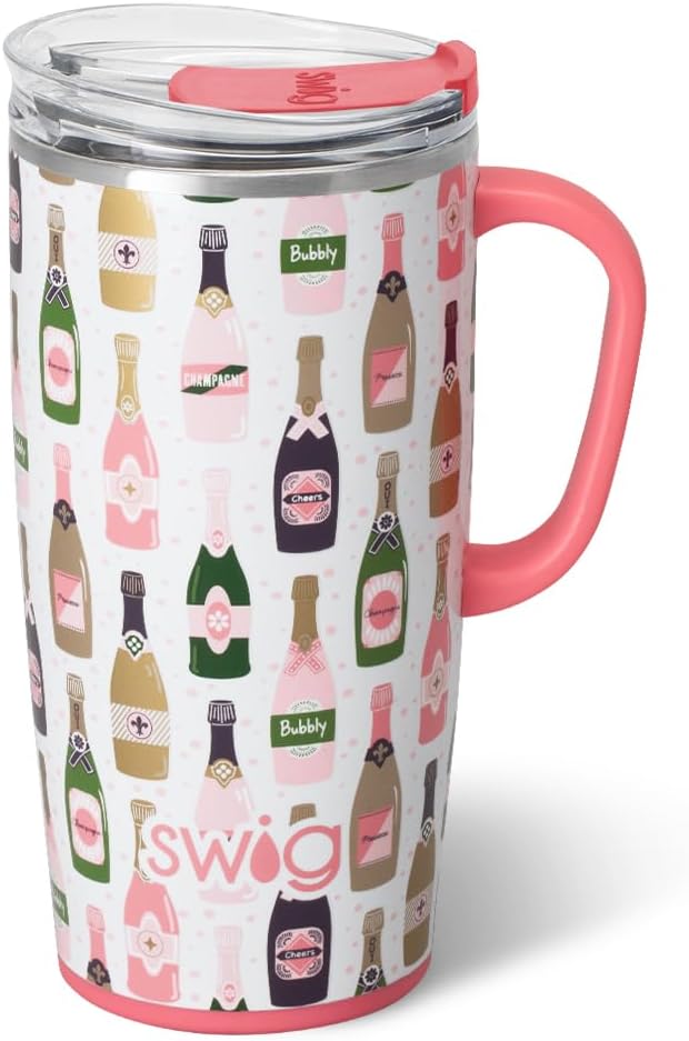 Swig Life - Taza de viaje de 22 onzas con asa y tapa, vaso aislante...