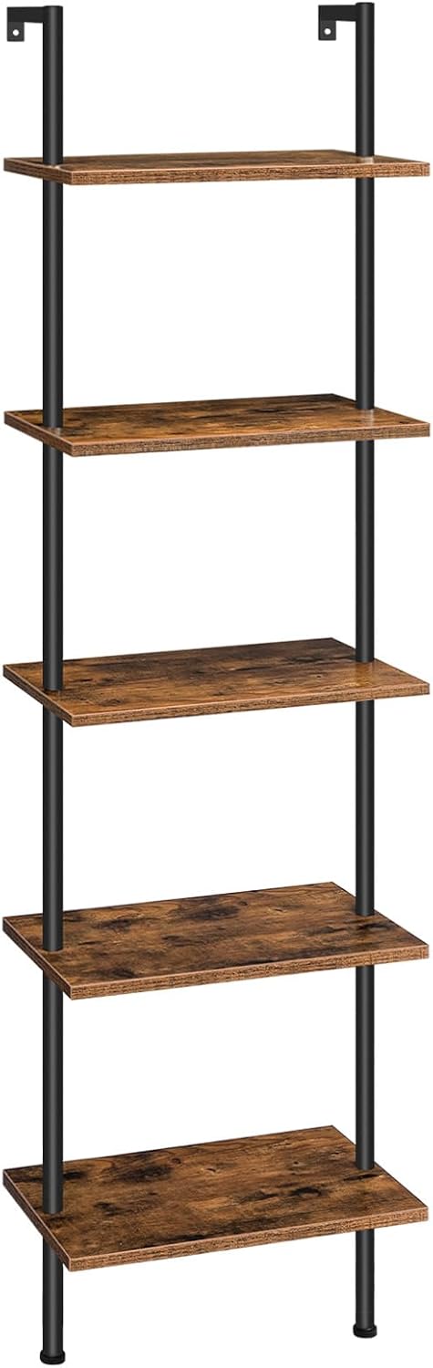 HOOBRO Estantería de escalera DIY, estantería de 5 niveles montada...