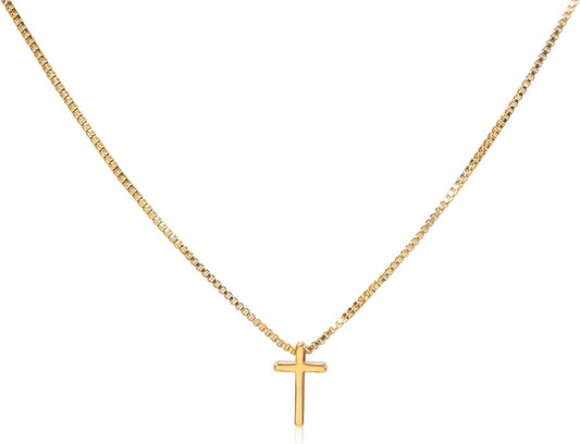 Collar de oro para mujer, collar de cruz delicado de 18K de oro rea...
