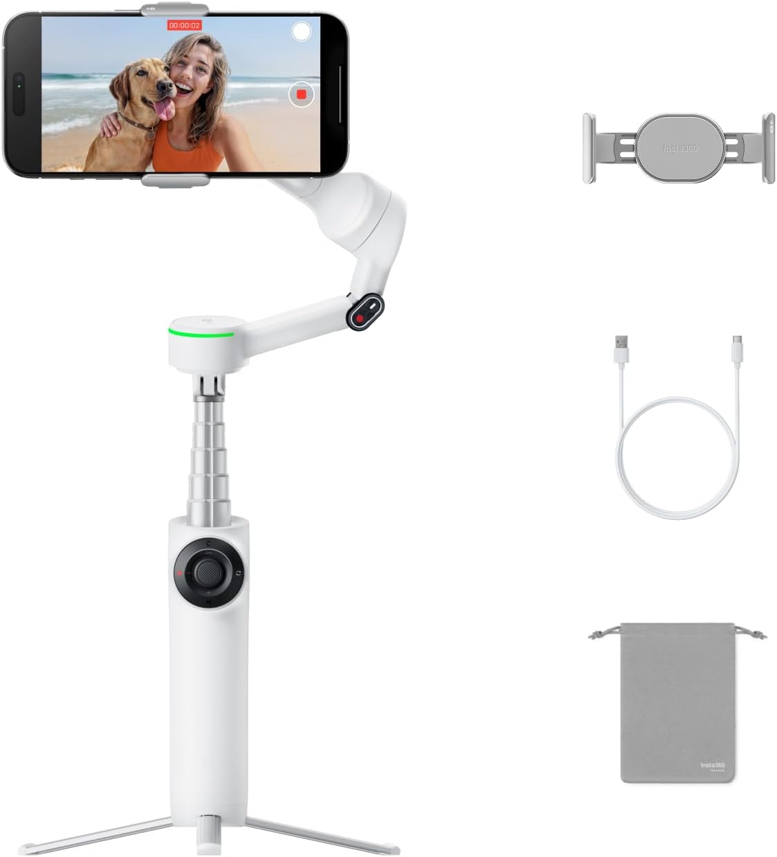 Insta360 Flow 2 Pro Blanco - El primer cardán para teléfono AI de l...