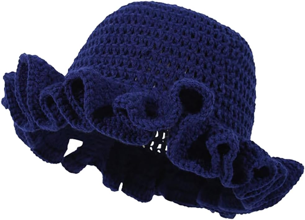 Sombrero de pescador de ganchillo para mujer, cómodo gorro de punto...