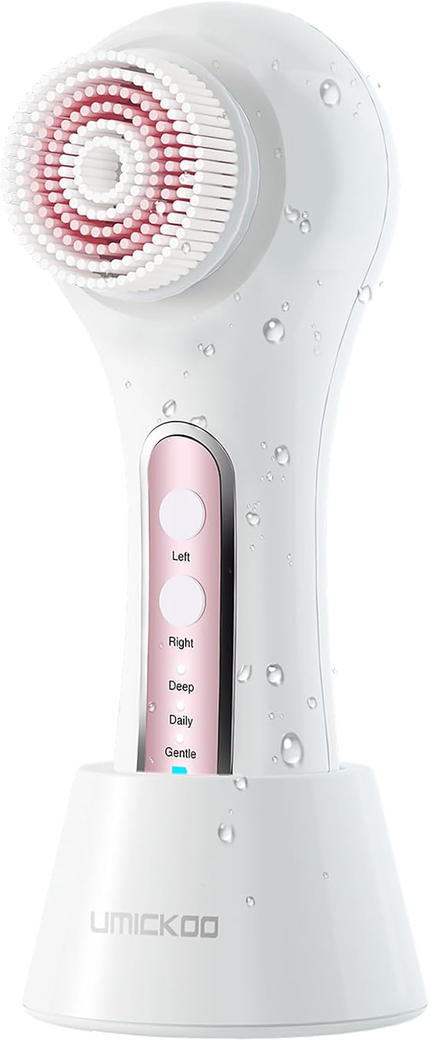 Umickoo - Cepillo de limpieza facial con luz LED roja y azul, dispo...