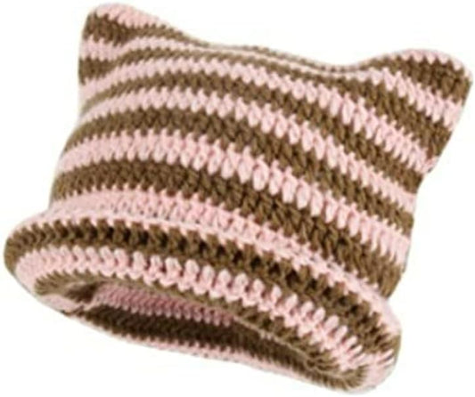 Gorros de ganchillo para mujer, gorro de gato vintage, gorro de zor...