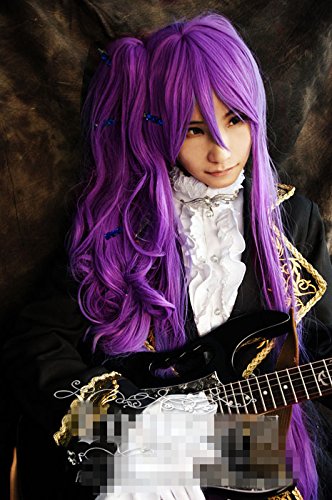 mzcurse Peluca de pelo largo para fiesta de cosplay morado+2 colas...