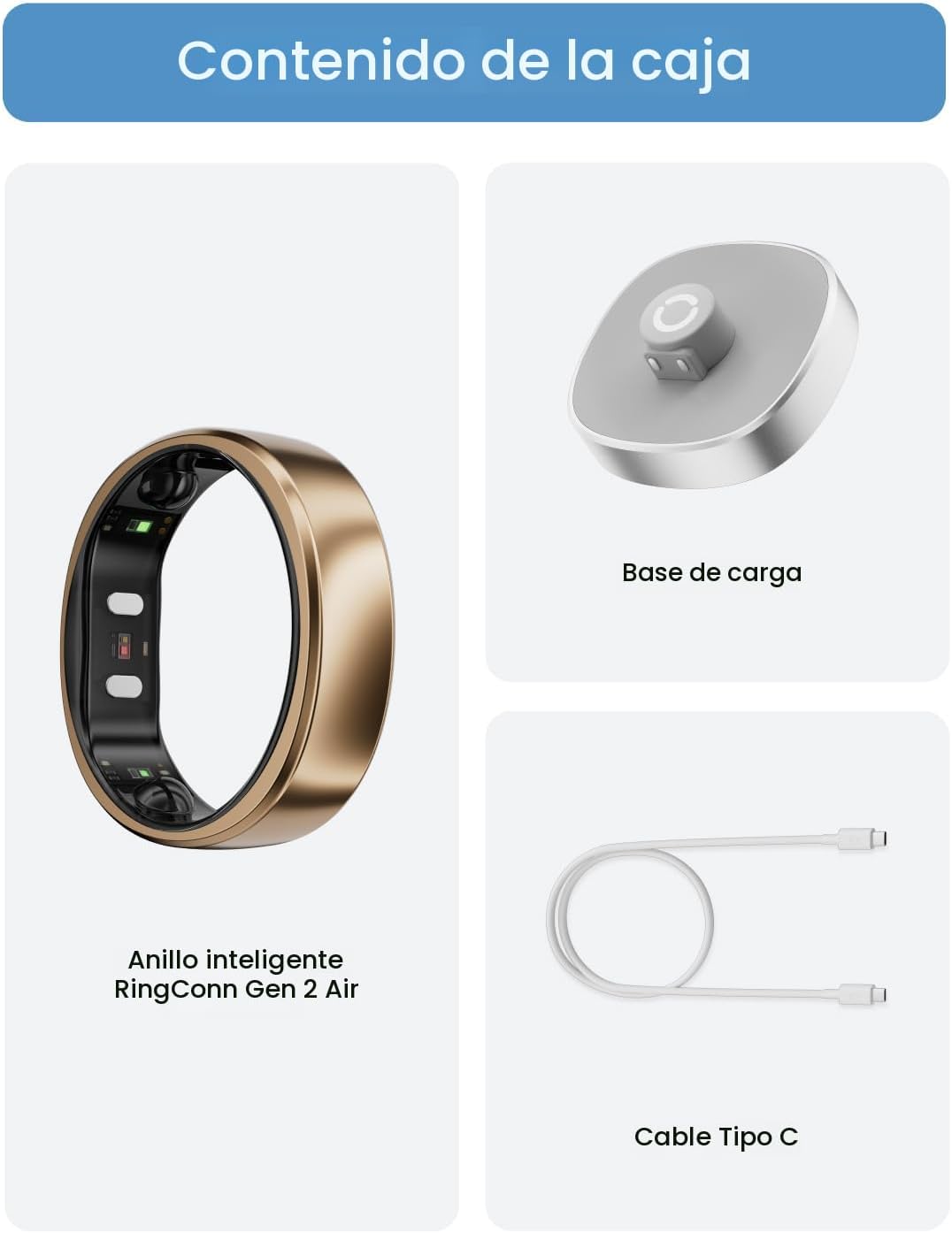 RingConn Gen 2 Air, Anillo inteligente AI ultradelgado, vida útil d...