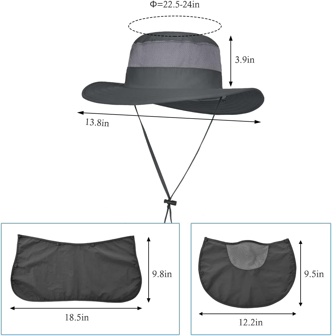 Paquete de 3 sombreros de pesca de ala ancha para hombre, protecció...