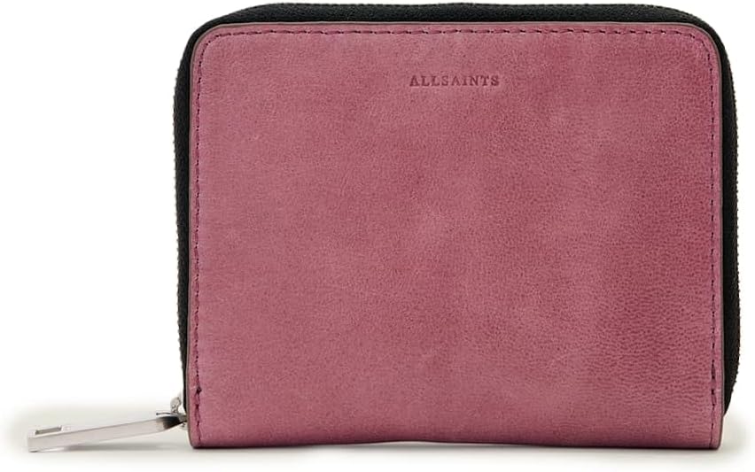 AllSaints Cartera con cremallera hexagonal Lena, Rosado (Raspberry...