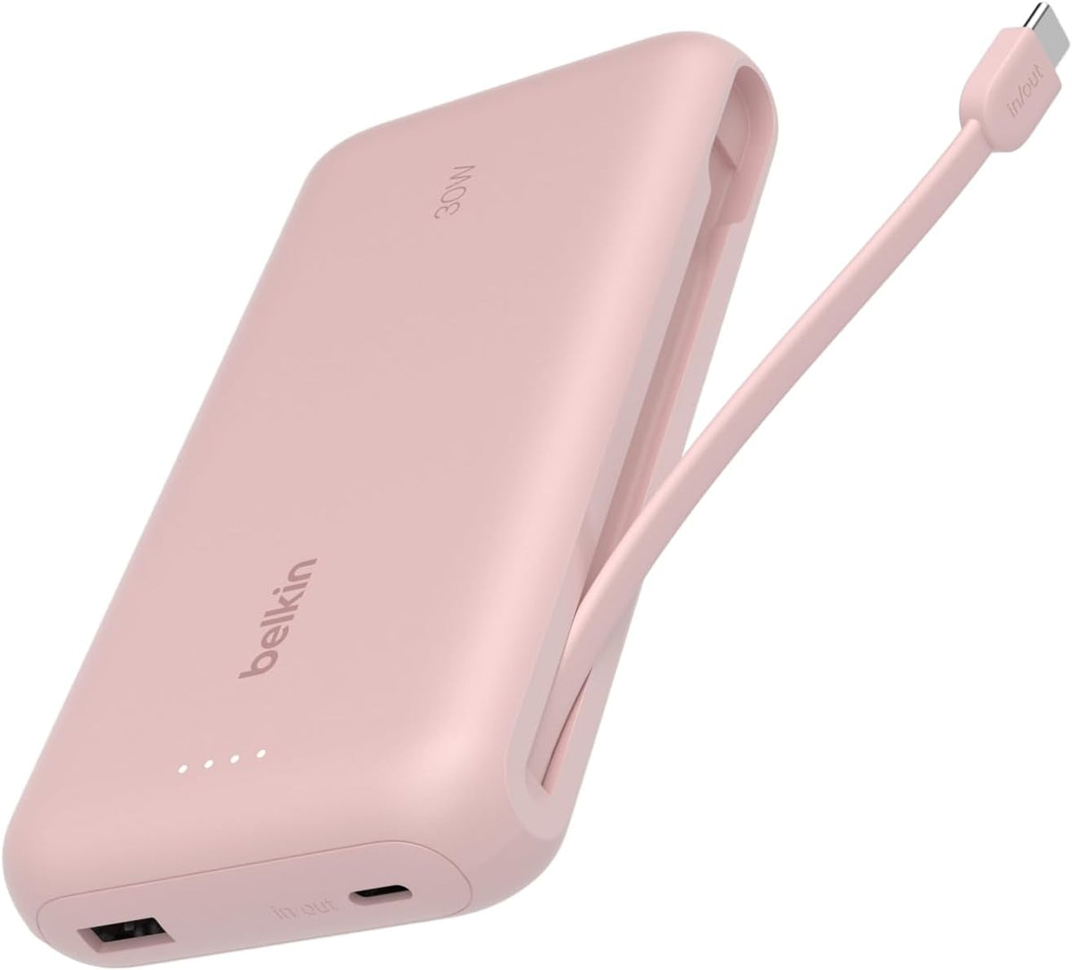 Belkin Cargador portátil, banco de energía con cable integrado de 2...