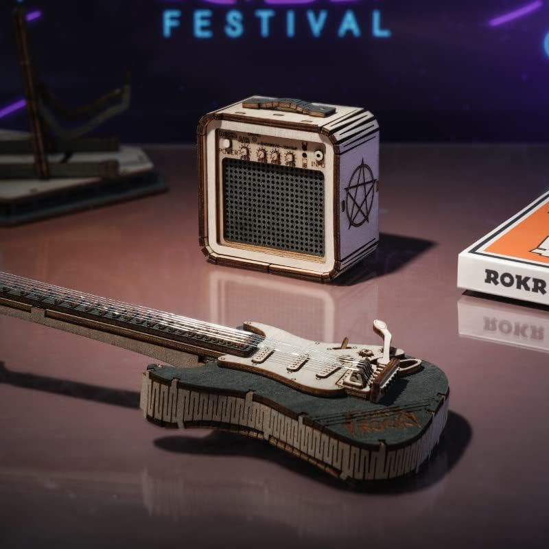 ROKR Rompecabezas 3D de madera para guitarra de adultos, kit de mod...