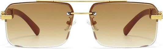 Gleyemor Gafas de sol para hombres de moda sin montura rectangulare...