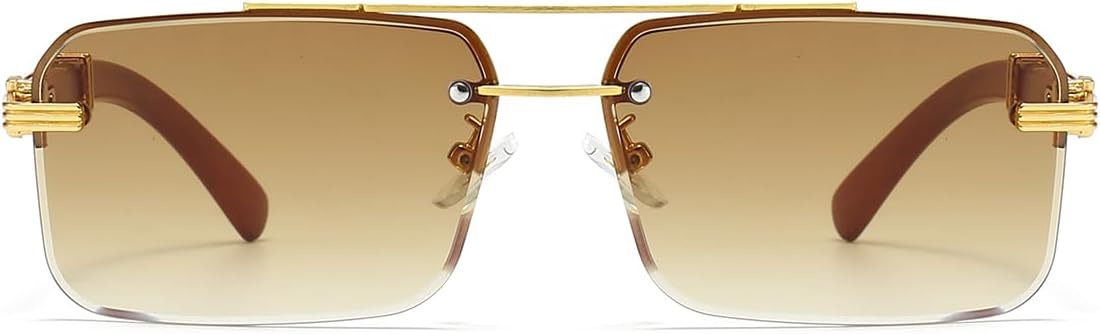 Gleyemor Gafas de sol para hombres de moda sin montura rectangulare...