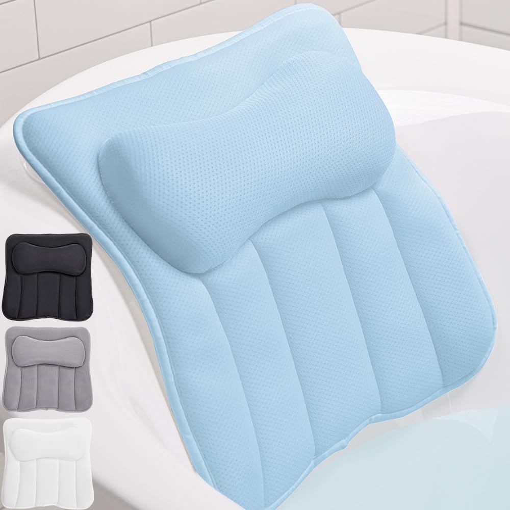 GORILLA GRIP Almohada de baño para bañera, 6 ventosas fuertes, mall...