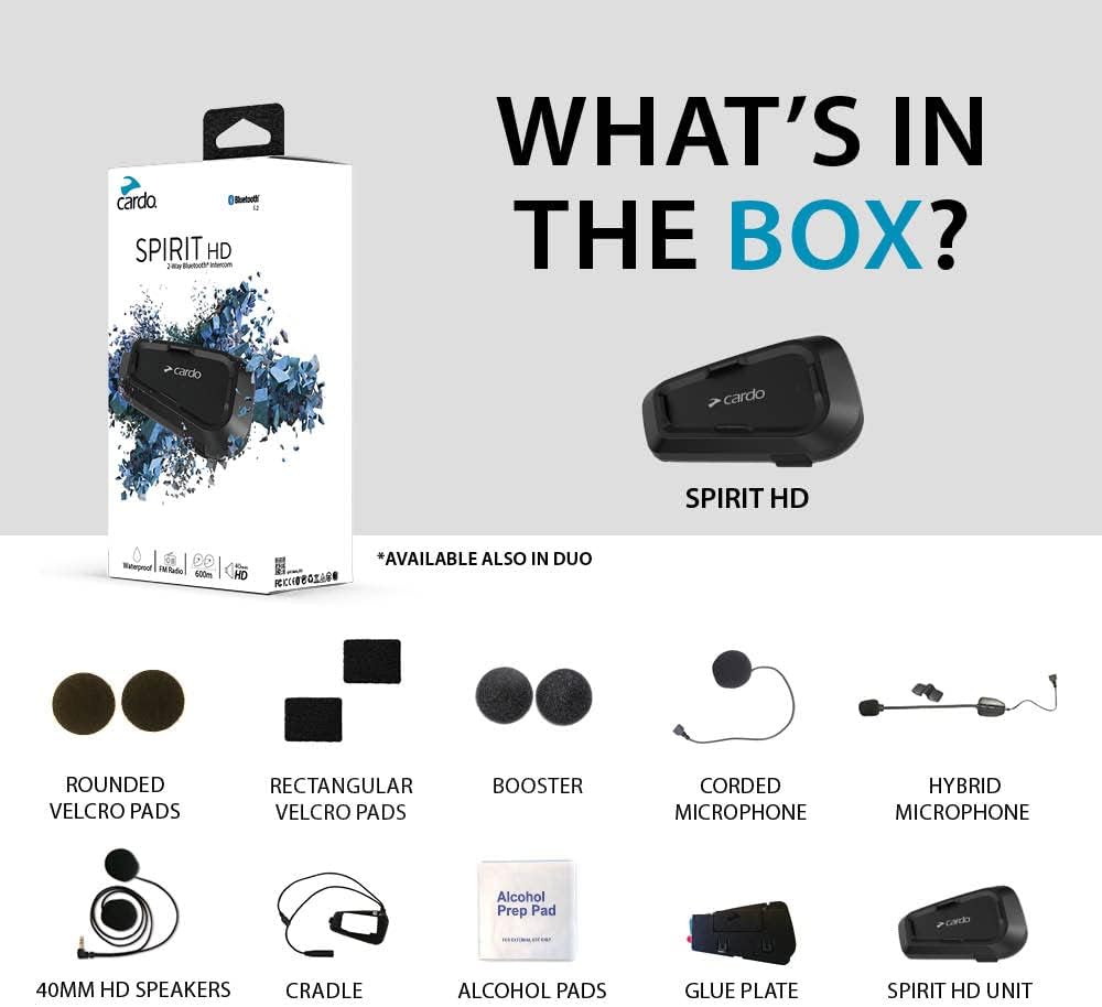 Cardo Systems Spirit HD - Auriculares de comunicación Bluetooth par...