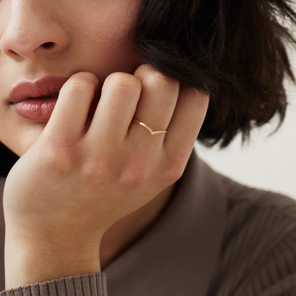 Kainier 2 pares de anillos apilables para mujeres, 1 mm chapados en...