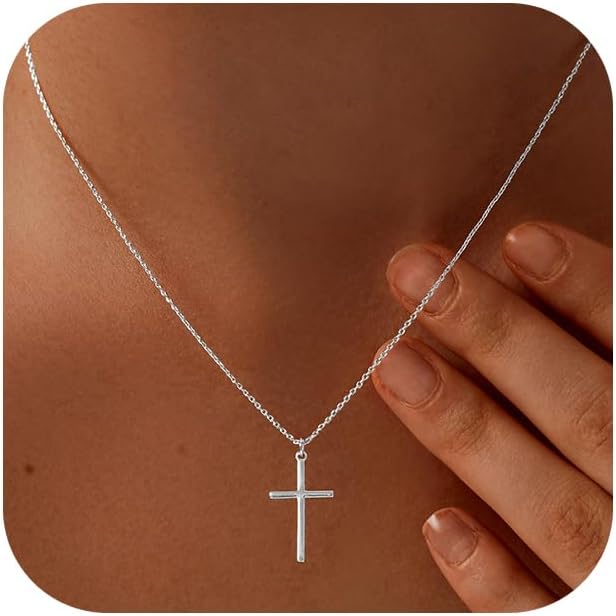 HAXIYA Collar con cruz para mujer, chapado en oro de 14 quilates\/p...