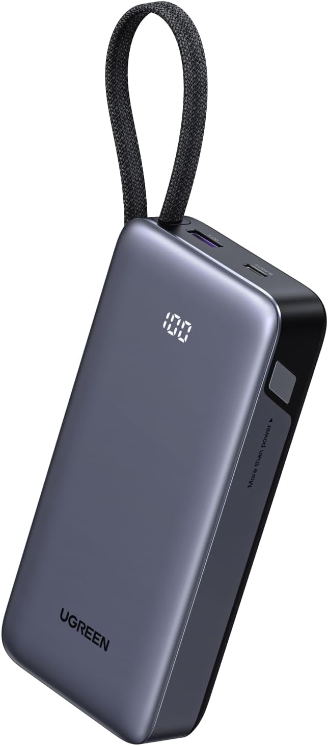 UGREEN Nexode 20000mAh 45W Power Bank, cable incorporado para iPhon...
