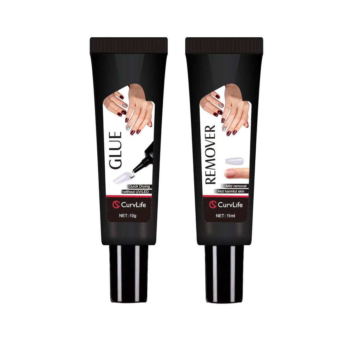 CurvLife Recientemente Actualizado Pegamento de Uñas de Secado Rápi...