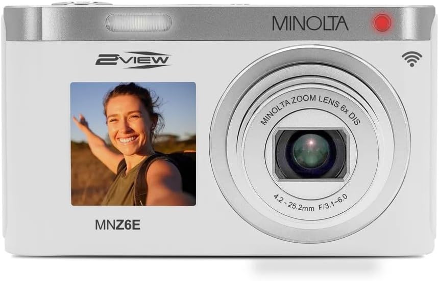 Minolta MNZ6E 2VIEW 64MP 6X Cámara WiFi con zoom óptico, 4K UHD, pa...