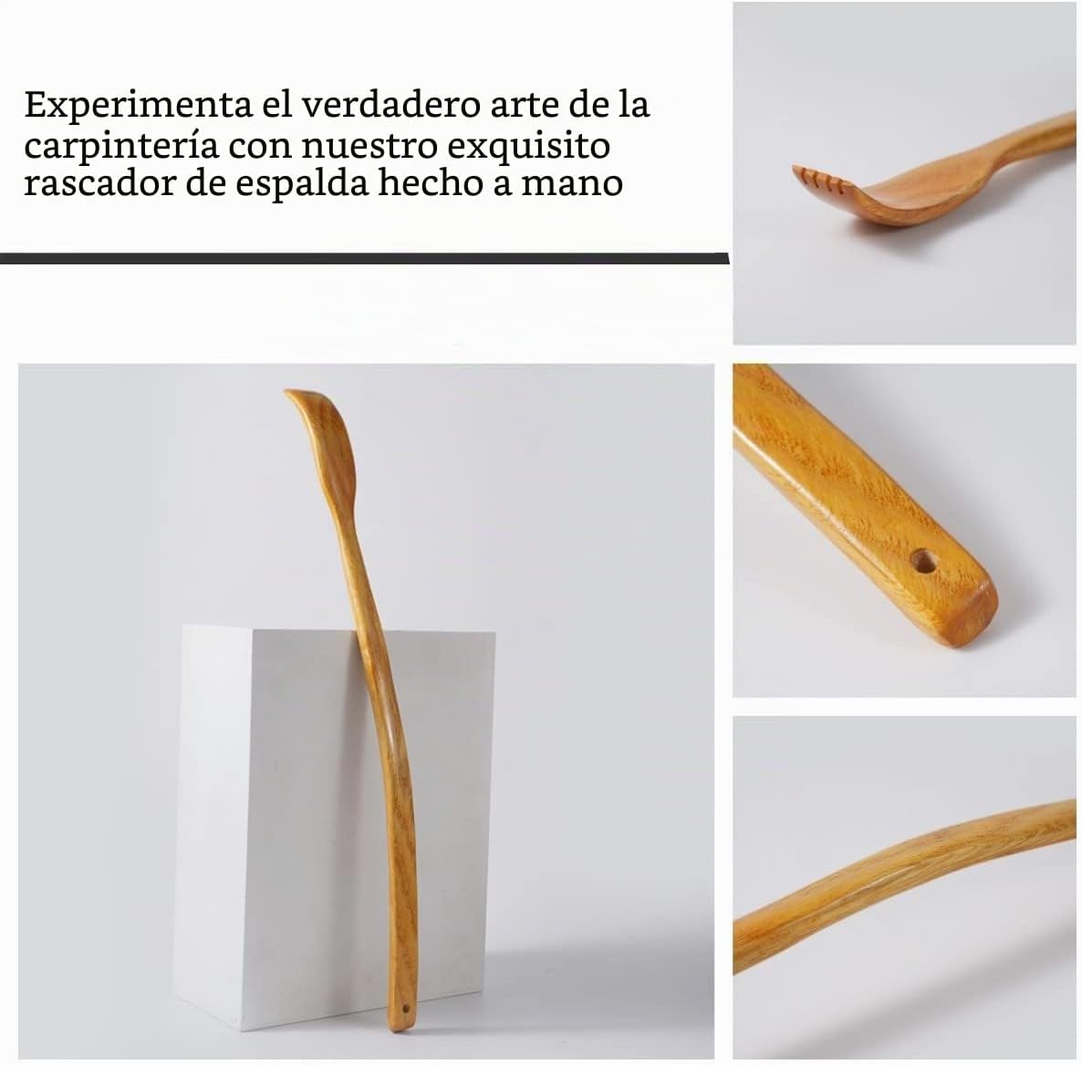 ITCHY-BAN Rascador de espalda de madera de gran tamaño: mango curva...