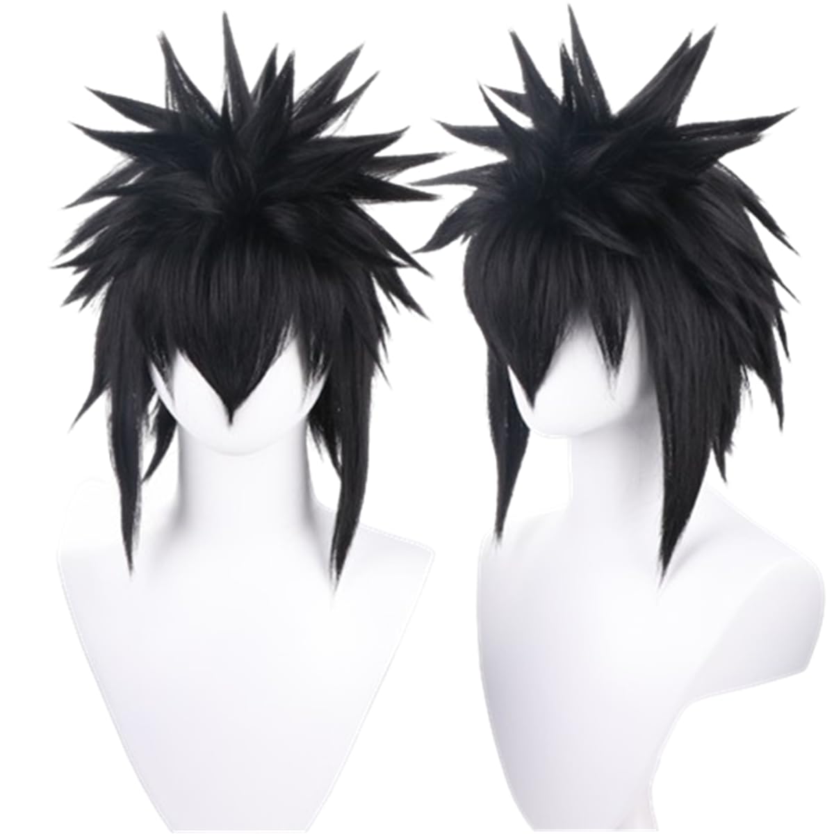 COSPLAZA Peluca de disfraz de anime con puntas cortas negras con fl...
