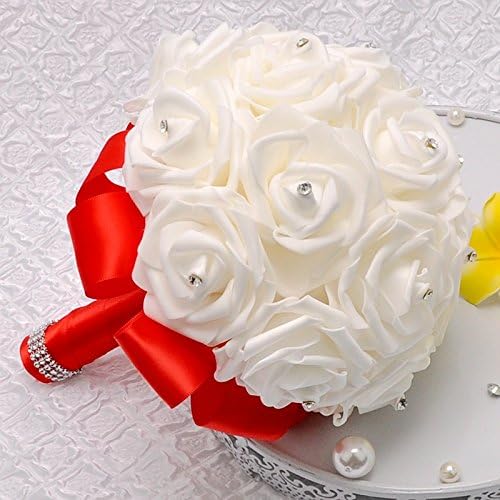 Ramilletes de boda de Eldwviz para novia en blanco, ramo de boda pa...