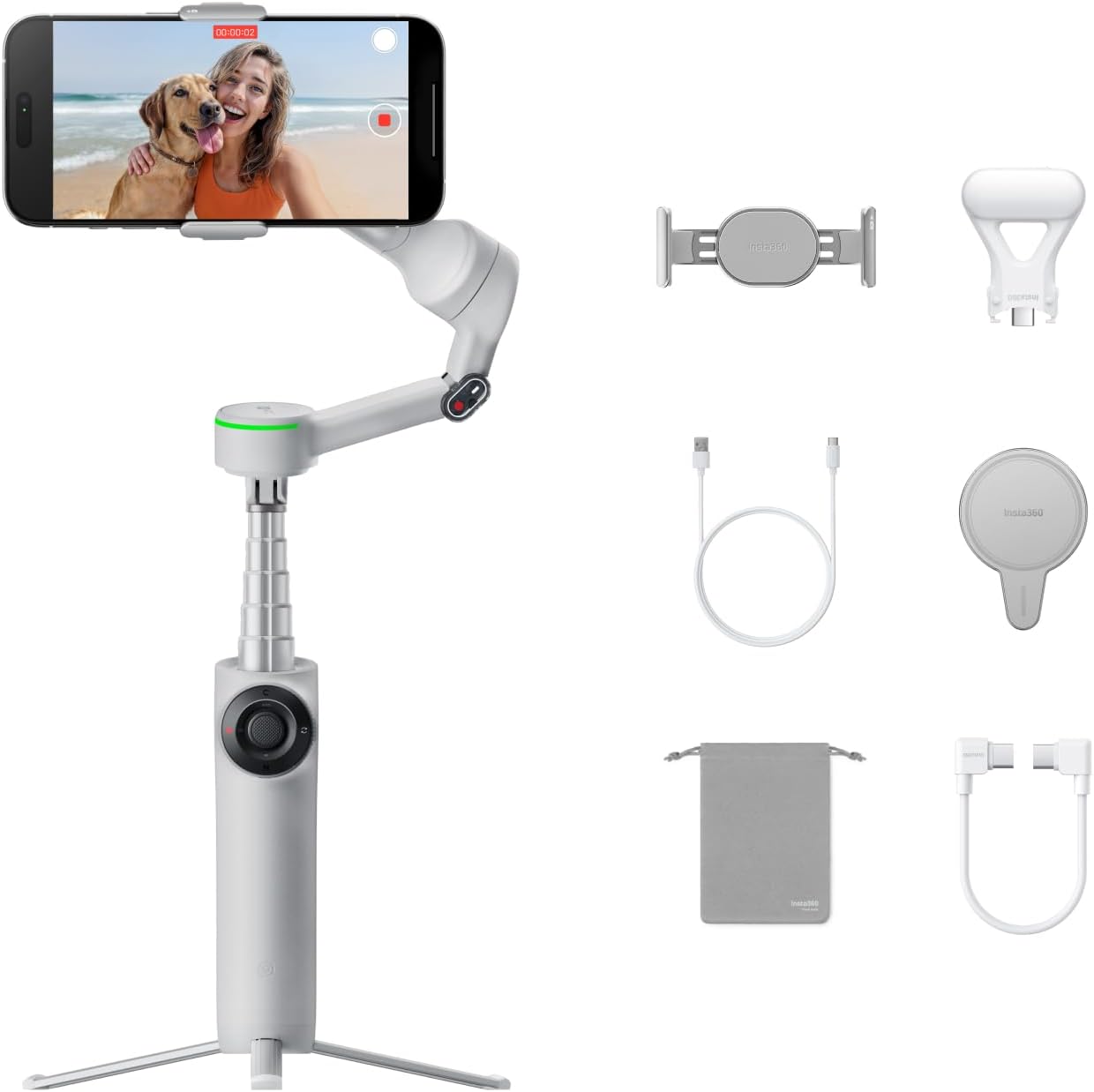 Insta360 Flow 2 Pro Creator Bundle Gris - Gimbal plegable para telé...