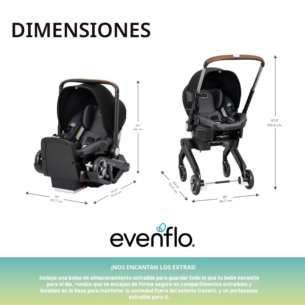 Evenflo Shyft DualRide Combo de Asiento de Coche Infantil y Cocheci...