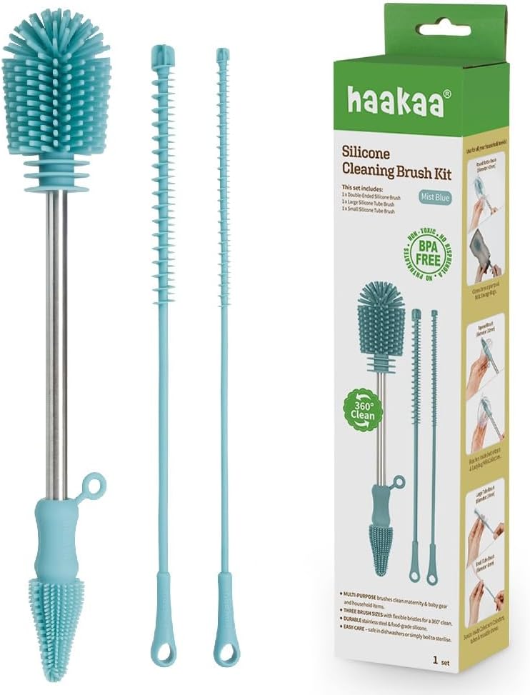 Haakaa Kit de cepillos de limpieza de silicona \u2013 Cepillos de l...