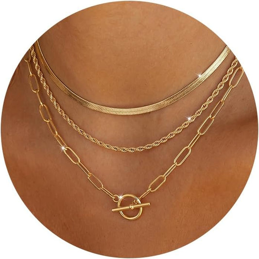 Carffordo - Collares chapados en oro para mujer, delicados collares...