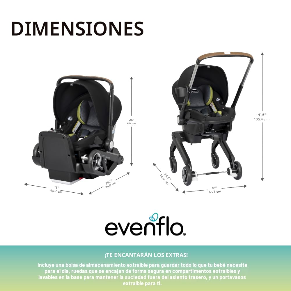 Evenflo Shyft DualRide - Cochecito de asiento de coche prematuro e...