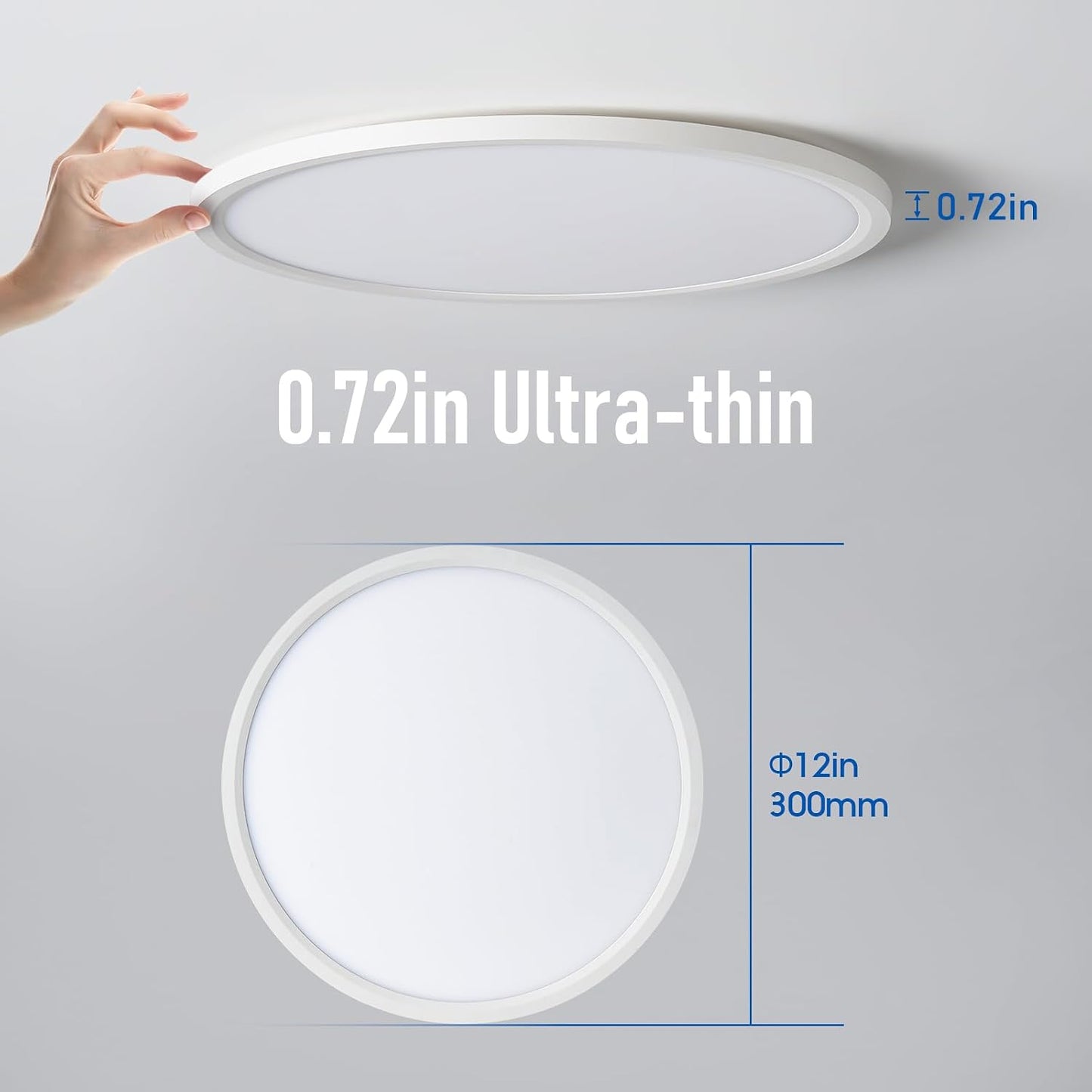 Paquete de 6 lámparas de techo LED regulables de 12 pulgadas, 24 W,...