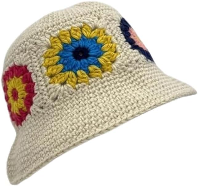 HCBLWY Sombrero de pescador de ganchillo hecho a mano, plegable, go...
