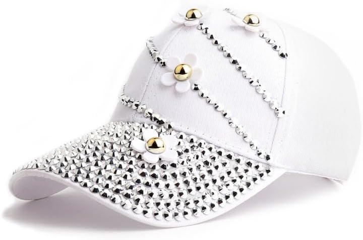 LUCKYBUNNY Gorra de béisbol con flor para mujer, estilo vintage, aj...