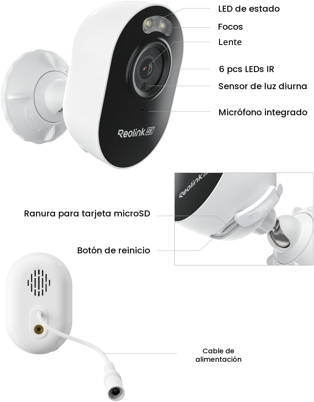 REOLINK Cámara de seguridad para exteriores Lumus Pro 4K, cámara Wi...