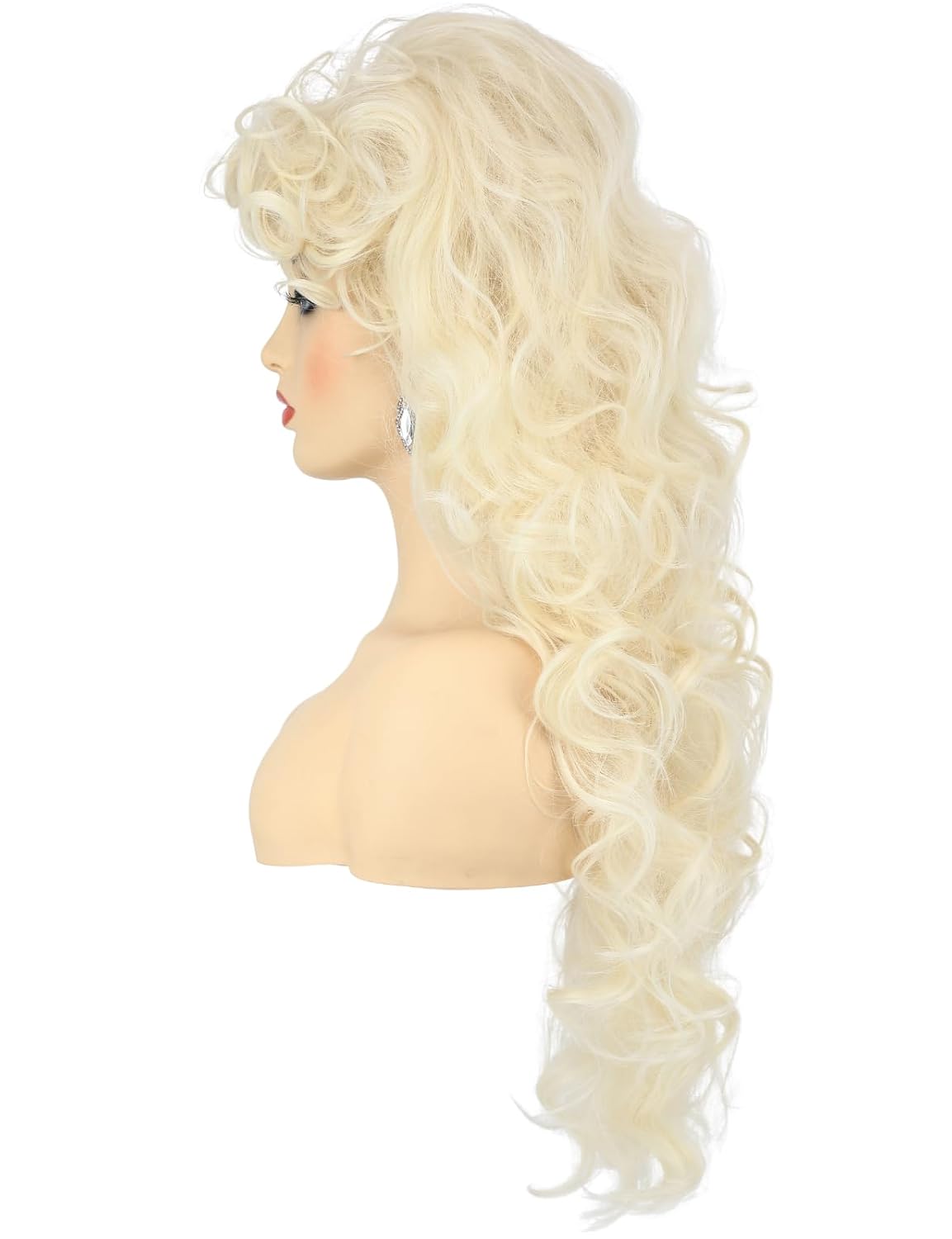 PUREHAIR Peluca Rubia Bombshell Larga para Mujeres con Aretes Disfr...