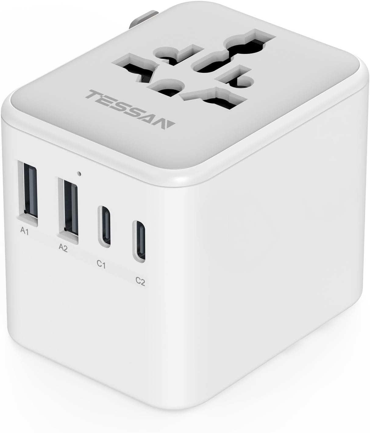 TESSAN Adaptador de viaje universal, adaptador de corriente interna...